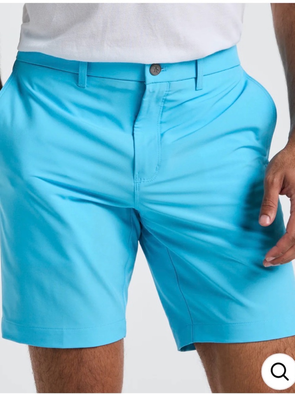 Men's Original Penguin Flat Front Performance Shorts in Aqua Blue